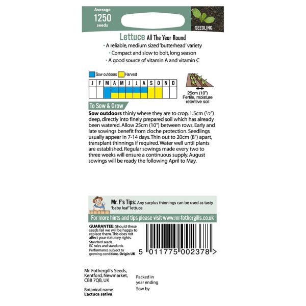 Mr Fothergill's Lettuce All The Year Round Seeds - Image 2