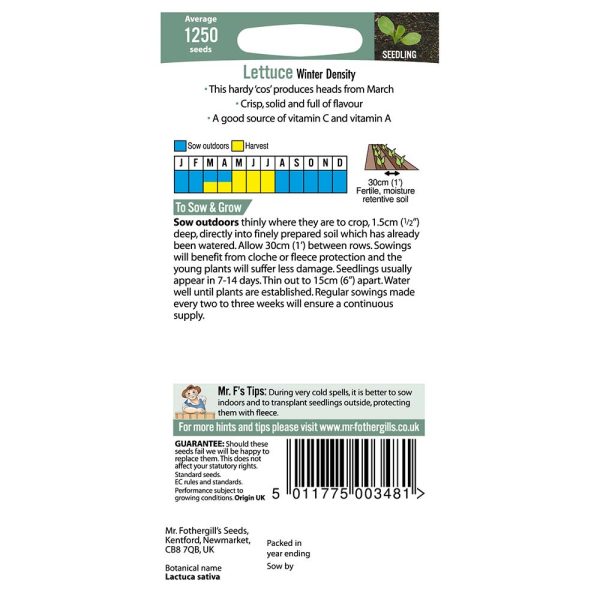 Mr Fothergill's Lettuce Winter Density Seeds - Image 2