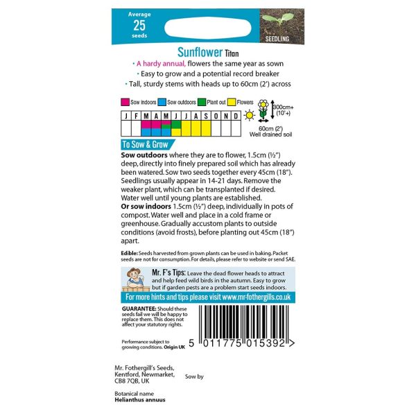 Mr Fothergill's Sunflower Titan Seeds - Image 2