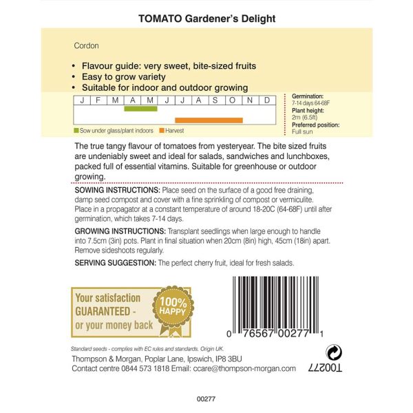 Thompson & Morgan Tomato Gardeners Delight Seeds - Image 2