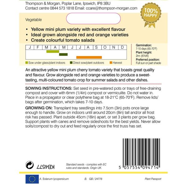 Thompson & Morgan Tomato Limoncito F1 Seeds - Image 2