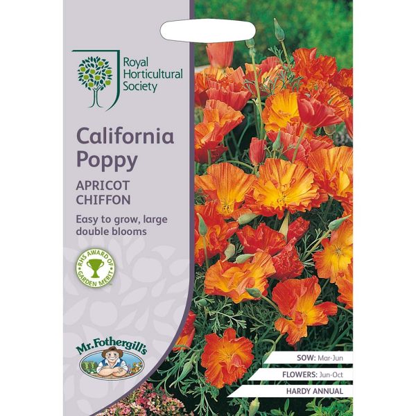 Mr Fothergill's RHS California Poppy Apricot Chiffon Seeds