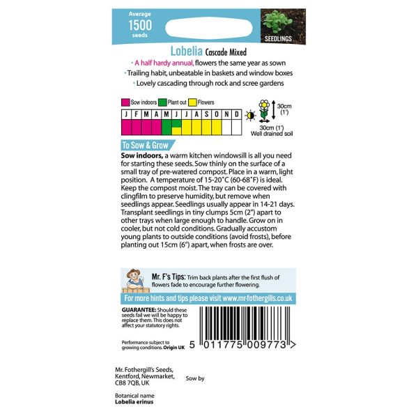 Mr Fothergill's Lobelia Cascade Mixed Seeds - Image 2