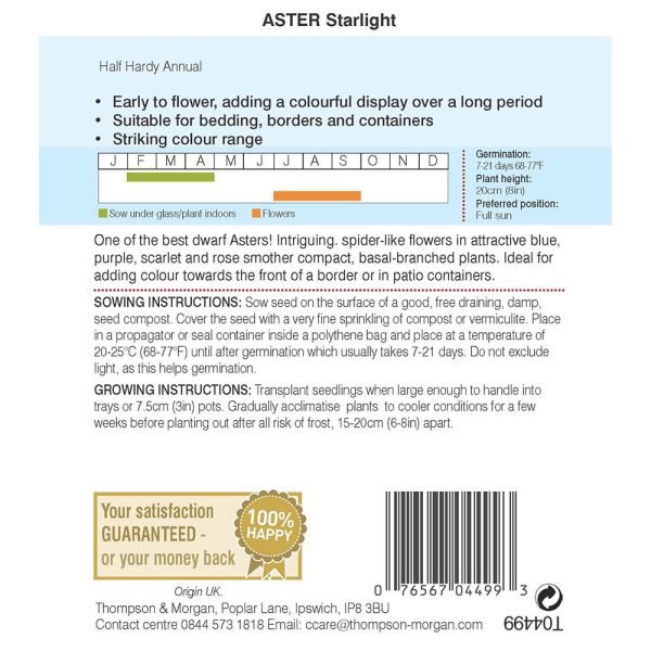 Thompson & Morgan Aster Starlight Mixed Seeds - Image 2
