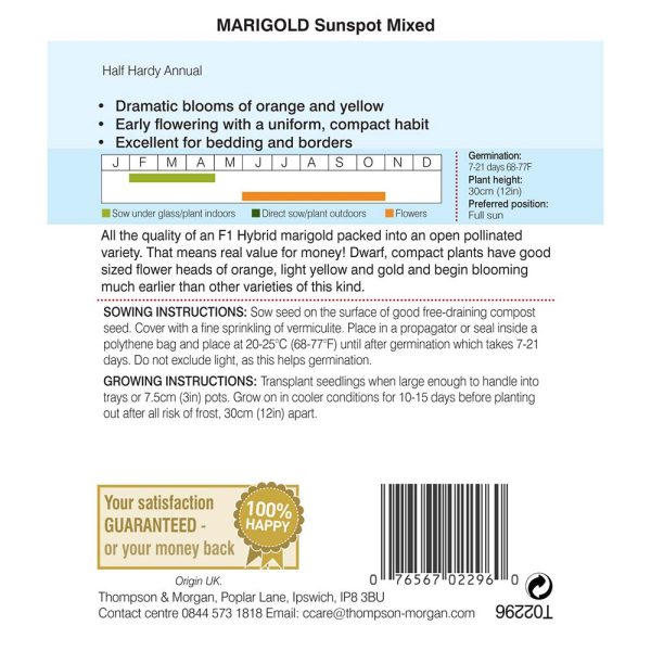 Thompson & Morgan Marigold Sunspot Mixed Seeds - Image 2