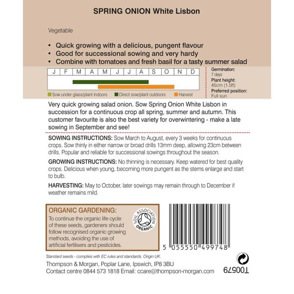 Thompson & Morgan Spring Onion White Lisbon Organic - Image 2